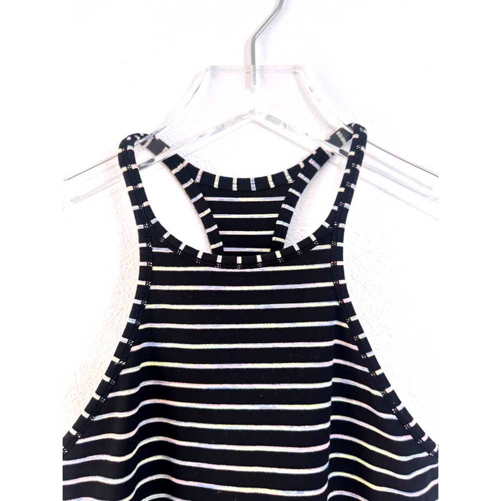 Lululemon Striped High-Neck Halter Racerback Tank Top Black Multi - Picture 2 of 5